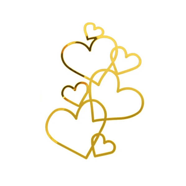 Topper 7 cœurs or en acrylique pour gâteau