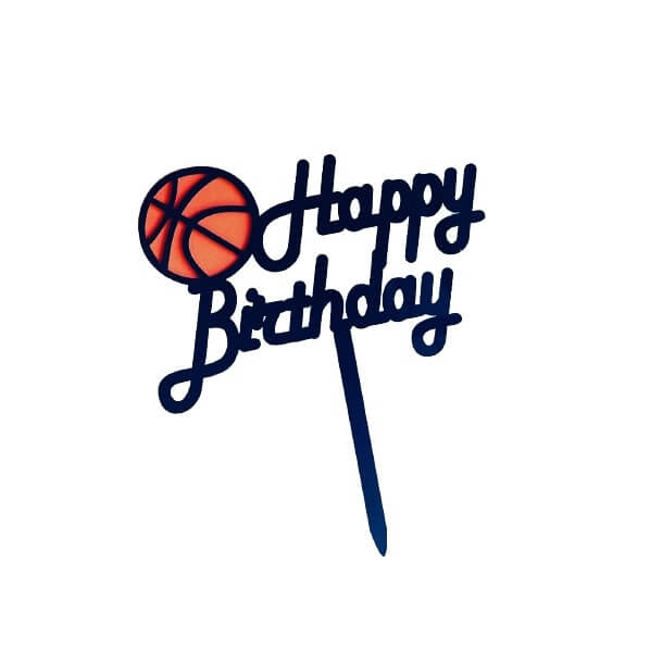 Topper noir Basket happy birthday pour gâteau