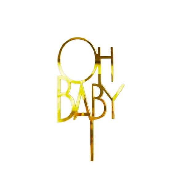 Topper “Oh Baby” en acrylique pour gâteau