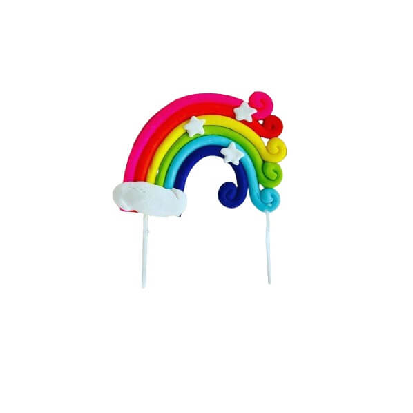 Topper arc-en-ciel en céramique réutilisable pour gâteau