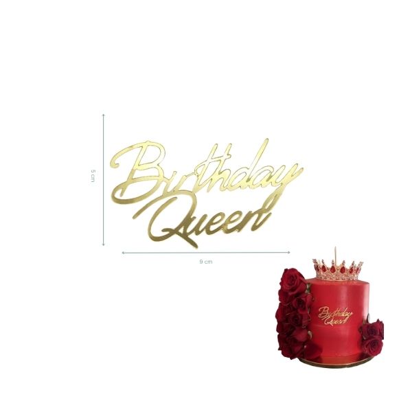 Topper birthday queen face en acrylique gold