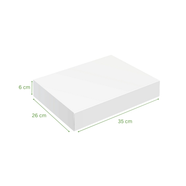 Boîte à plateau traiteur 35x26x6 cm blanche en carton compact, lot de 50