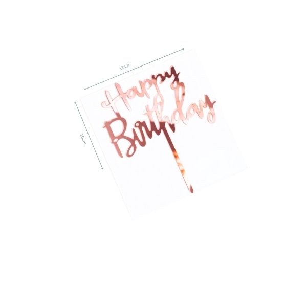 Topper happy birthday en acrylique rose