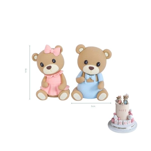 Topper Ourson en plastique bleu ou rose