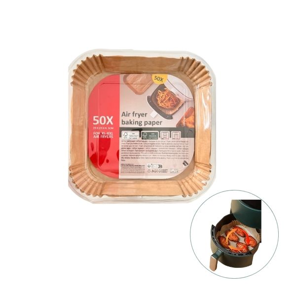 Lot de 50 feuilles de papier sulfurisé Air Fryer 19×19×5 cm pour cuisson pratique