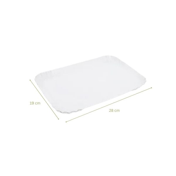 Plateau traiteur blanc 28×19 cm pour présentation de pâtisseries et bouchées