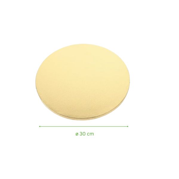 Support gâteau rond doré 30 cm en carton rigide, vendu en unité ou lot de 5
