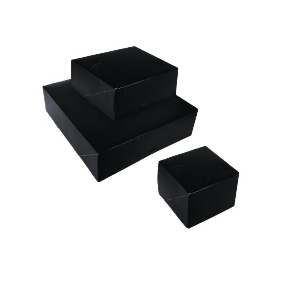 Boîte pâtissière noire sans fenêtre, vendue en lot, disponible en différentes tailles en précommande