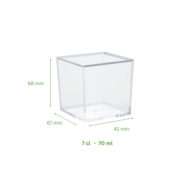 verrine plastique mini cube 7 cl transparente lot 200