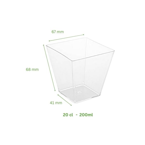 verrine plastique pyramide 20 cl transparente lot 50