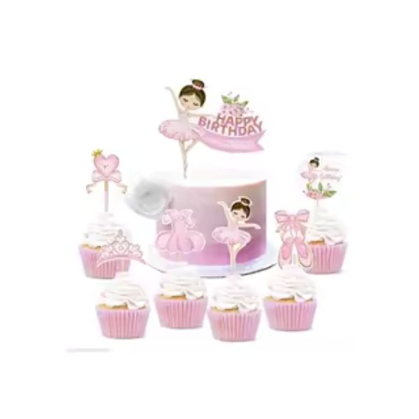 Lot de 7 toppers ballerine pour gâteaux et cupcakes